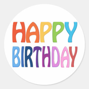 Adesivo Redondo Feliz Aniversário - Feliz Saudação Colorida