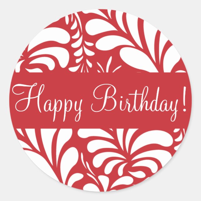 Adesivo Redondo Feliz Aniversário Flora Fern Envelope Sticker Seal (Frente)