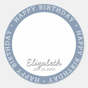 Adesivo Redondo Feliz Aniversário Foto Simples e Simples de Divers