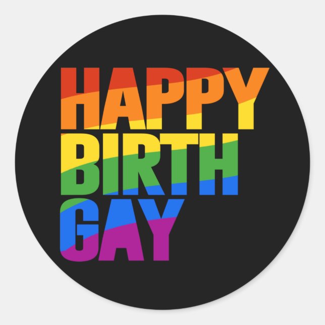 Adesivo Redondo Feliz Aniversário Gay (Frente)