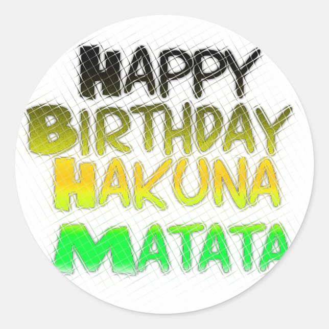 Adesivo Redondo Feliz Aniversário Gelado Hakuna Matata eco Inspira (Frente)