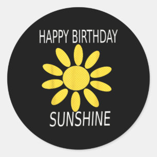 Adesivo Redondo Feliz aniversário girassol amarelo flor selvagem v