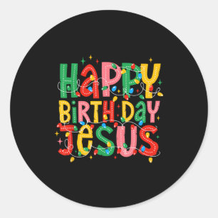 Adesivo Redondo Feliz Aniversário Jesus Feliz Natal Diversão Crist