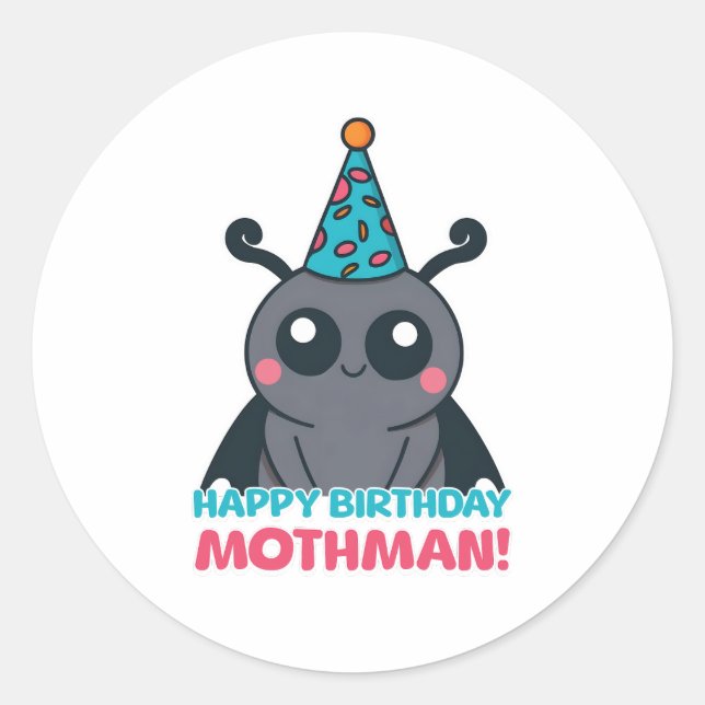 Adesivo Redondo Feliz aniversário, mãe! Cartoon Mothman (Frente)
