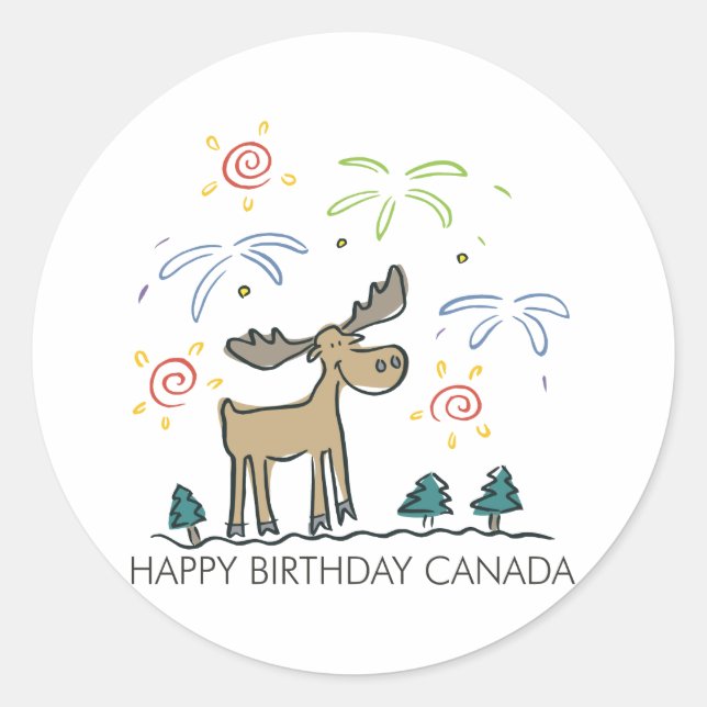 Adesivo Redondo Feliz aniversário no Canadá (Frente)