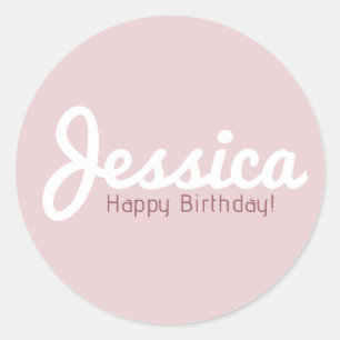 Adesivo Redondo Feliz Aniversário, Nome Personalizável Dourado R