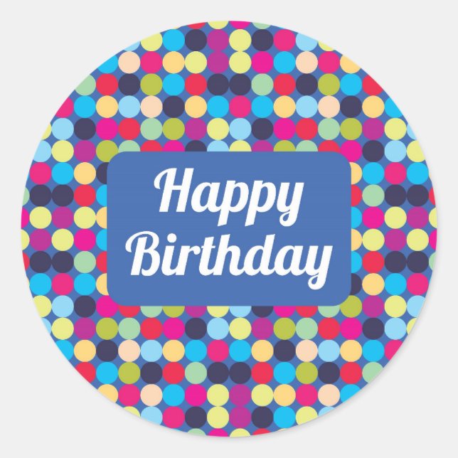 Adesivo Redondo Feliz Aniversário - Palitos redondos (Frente)