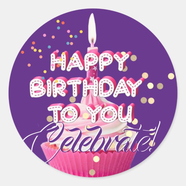 Adesivo Redondo Feliz aniversário para você (Frente)