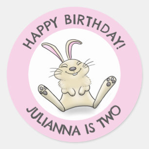 Adesivo Redondo Feliz aniversário personalizado de desenho animado