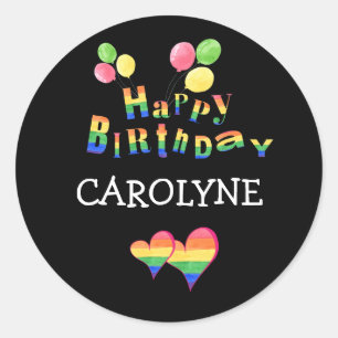 Adesivo Redondo Feliz Aniversário Personalizado LGBTQ+