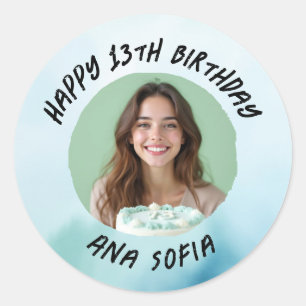 Adesivo Redondo Feliz Aniversário Personalizado Nome Personalizado