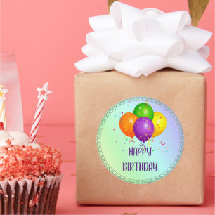 Adesivo Redondo Feliz Aniversário, popular design Clássica Stic Ro