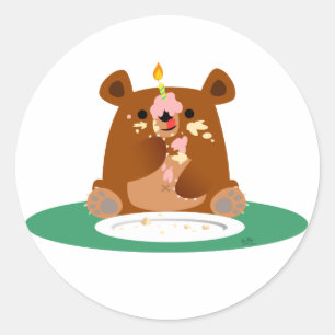 Adesivo Redondo Feliz aniversario, pouco urso!!