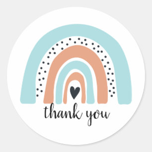 Adesivo Redondo Feliz aniversário Rainbow Blue Peach