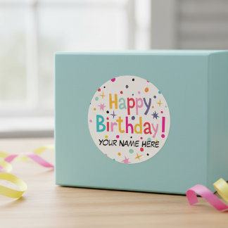 Adesivo Redondo Feliz Aniversário Retroativo Personalizável