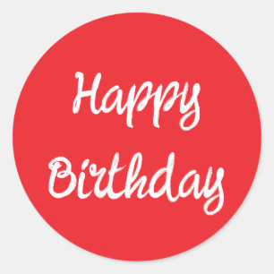 Adesivo Redondo Feliz Aniversário Vermelho Cor Personalizada da Te