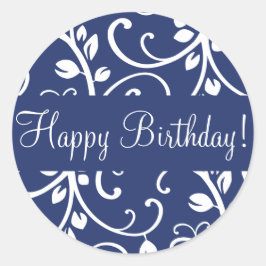 Adesivo Redondo Feliz Aniversário Vinha Floral Envelope Vinha Vinh