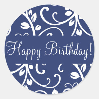 Adesivo Redondo Feliz Aniversário Vinha Floral Envelope Vinha Vinh