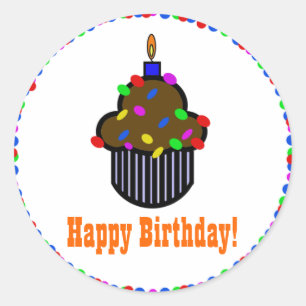 Adesivo Redondo Feliz aniversário! Vinheta