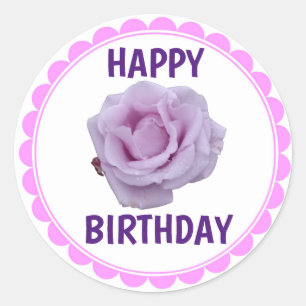 Adesivo Redondo Feliz aniversário violeta roxa
