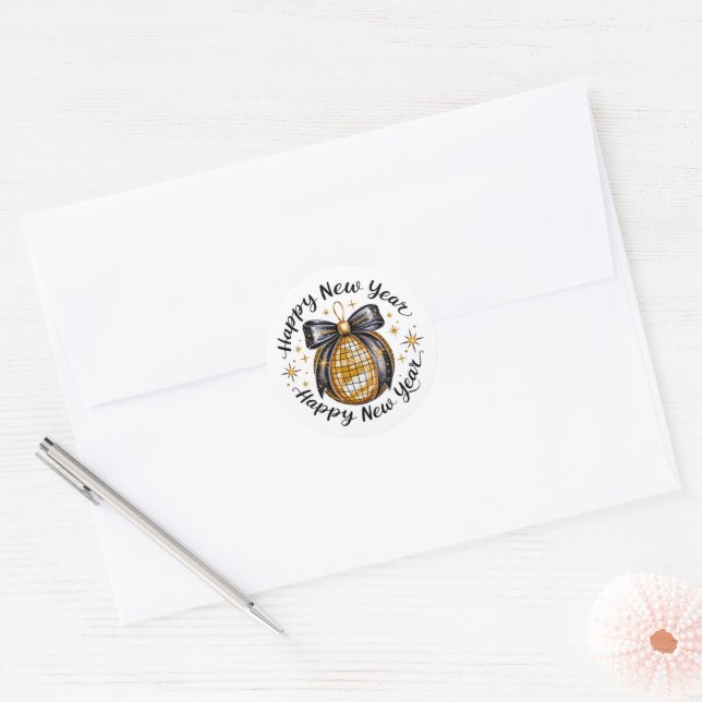 Adesivo Redondo Feliz Ano Novo  (Envelope)