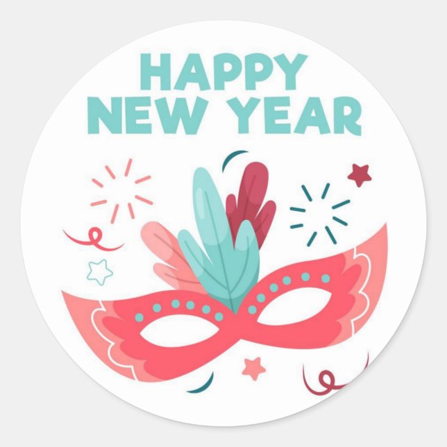 Adesivo Redondo Feliz ano novo (Frente)