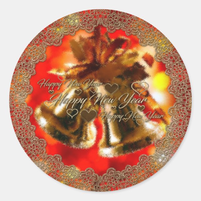 Adesivo Redondo Feliz ano novo (Frente)