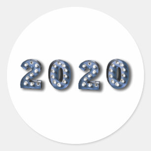 Adesivo Redondo Feliz ano novo 2020 Vinte e vinte