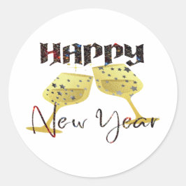 Adesivo Redondo feliz ano novo 2024