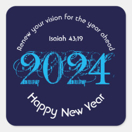 Adesivo Redondo Feliz ano novo 2024 ACRESCENTAR QUALQUER ANO Crist