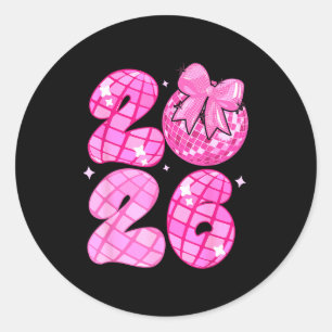 Adesivo Redondo Feliz Ano Novo 2026 Bola de Discoteca Nk Coquette 