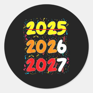 Adesivo Redondo Feliz Ano Novo 2026 Chegando Logo 2027 Engraçado 6