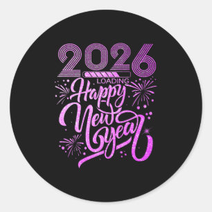 Adesivo Redondo Feliz ano novo 2026 Fireworks Party Premium