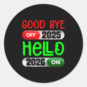 Adesivo Redondo Feliz Ano Novo 2026 Tchau 2026 Camisa Tank T