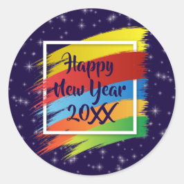 Adesivo Redondo Feliz ano novo 20xx de Traços do Pincel