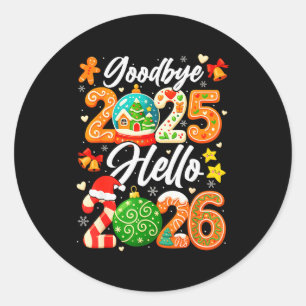 Adesivo Redondo Feliz Ano Novo Adeus 2025 Olá 2026 Natal G