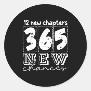 Adesivo Redondo Feliz Ano Novo Capítulos 365 Chances 2026 Engraçad