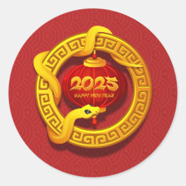 Adesivo Redondo Feliz Ano Novo Chinês 2025