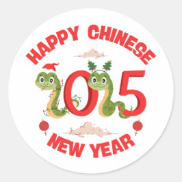 Adesivo Redondo Feliz Ano Novo Chinês 2025 Da Cobra