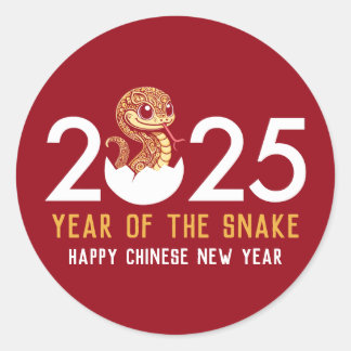 Adesivo Redondo Feliz Ano Novo Chinês da Cobra 2025