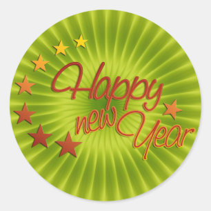 Adesivo Redondo FELIZ ANO NOVO com luz estelar + fundo