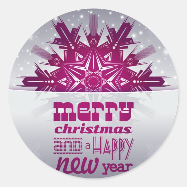 Adesivo Redondo Feliz ano novo de Natal Moderno (Frente)