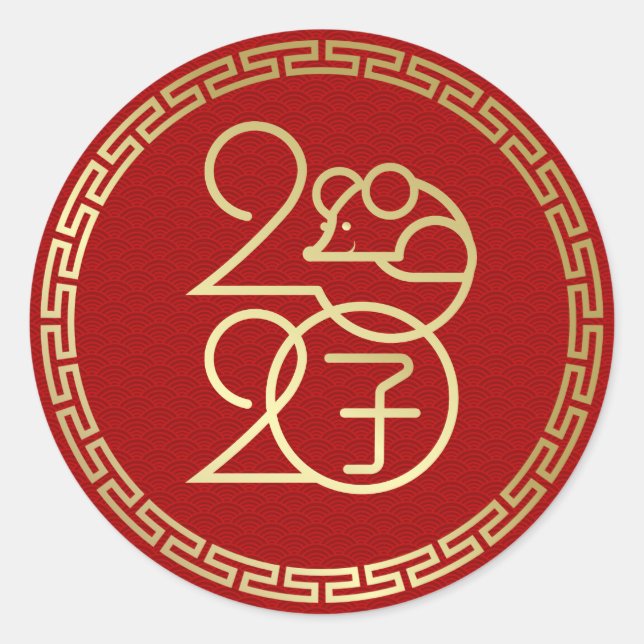 Adesivo Redondo Feliz ano novo do Rato - 2020 (Frente)