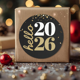 Adesivo Redondo feliz ano novo dourado brilhante