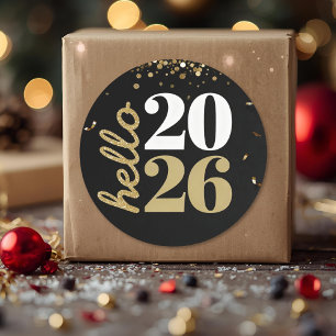Adesivo Redondo feliz ano novo dourado brilhante 