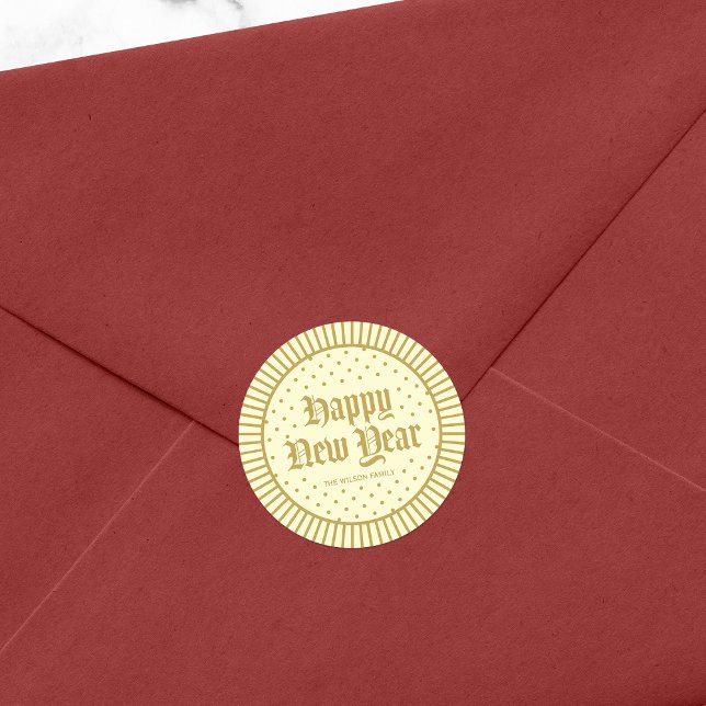 Adesivo Redondo Feliz ano novo Geométrico Decorativo Clássico (Criador carregado)