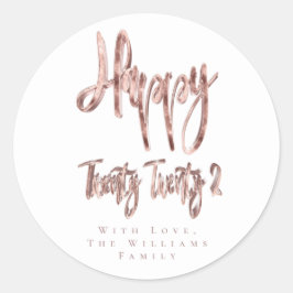 Adesivo Redondo Feliz ano novo Rosa moderno Dourado 2022