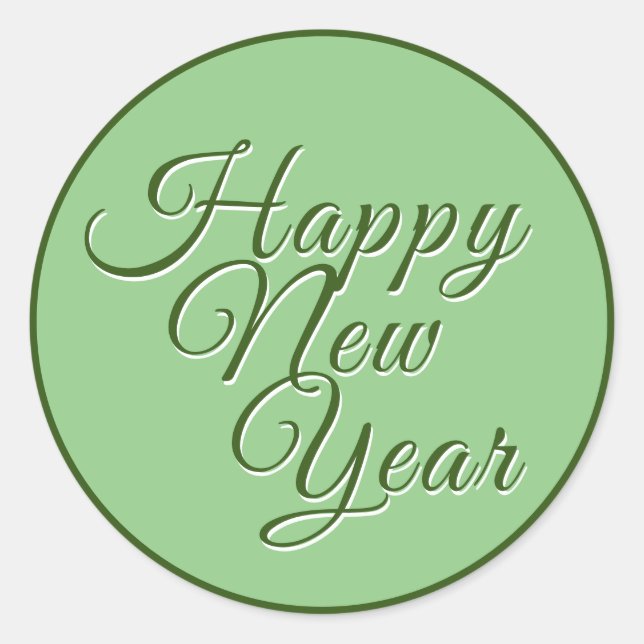 Adesivo Redondo Feliz ano novo - Script Verde (Frente)