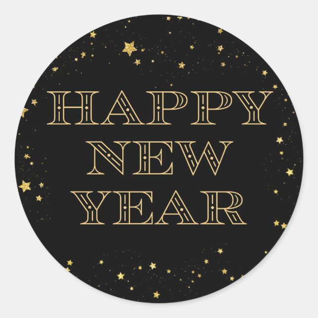 Adesivo Redondo Feliz ano novo Sticker - Partido da Véspera de Ano (Frente)