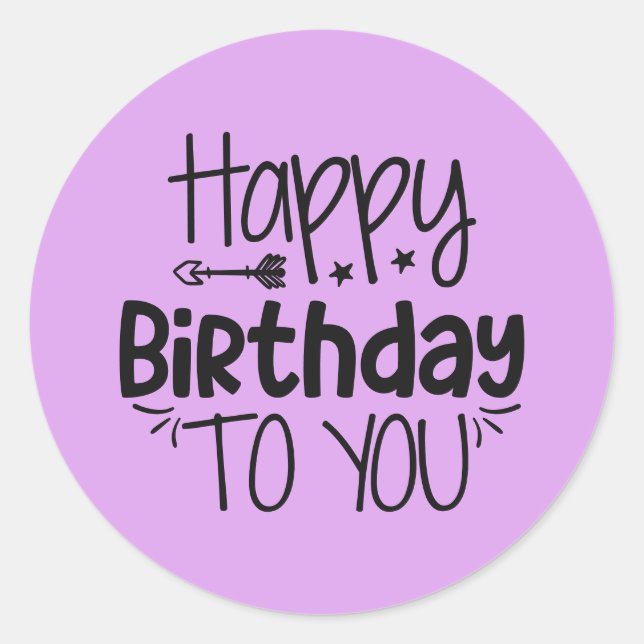 Adesivo Redondo Feliz Apostador de Aniversário em roxo (Frente)
